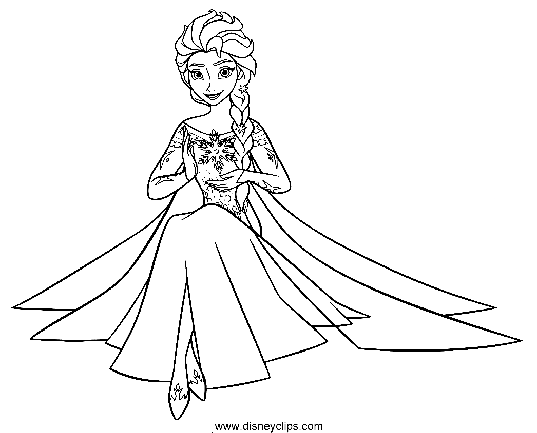 Páginas para colorir Elsa com floco de neve - Páginas para colorir Elsa -  Páginas para colorir para crianças e adultos